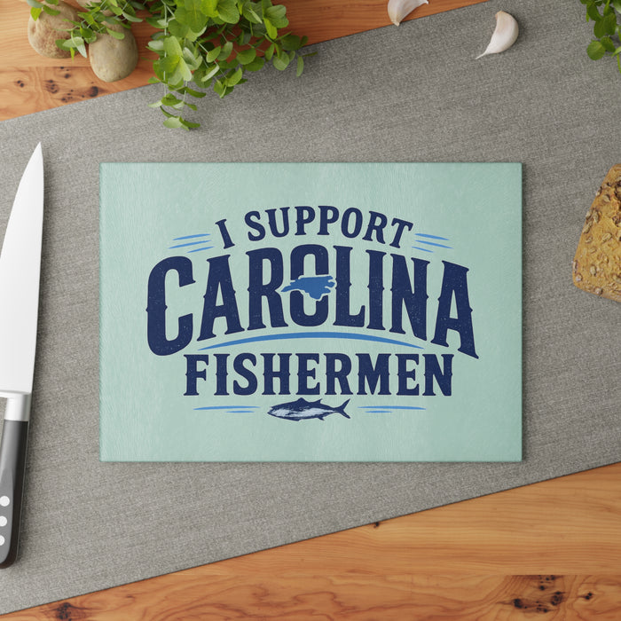 Support Carolina Fishermen - Glass Cutting Board