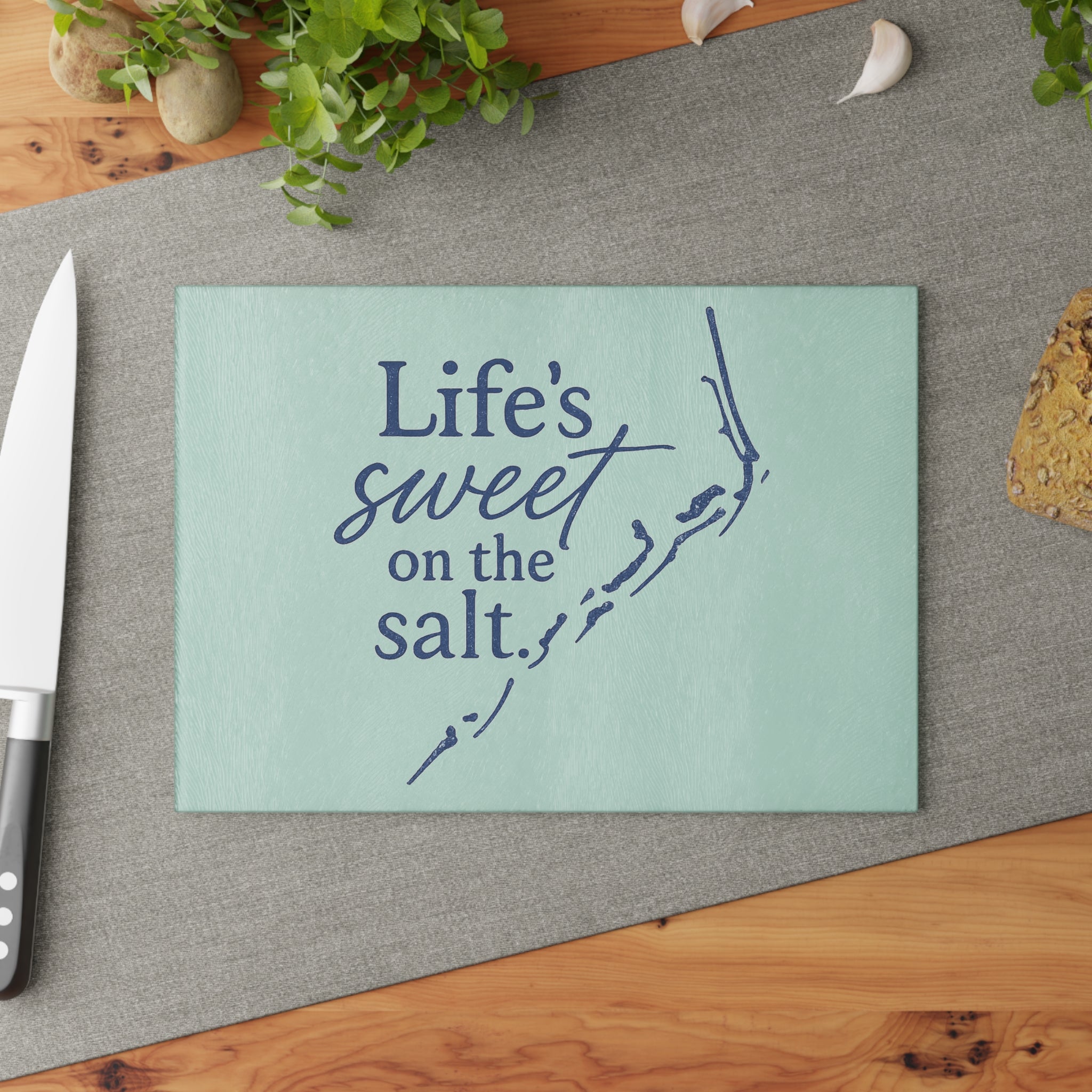 Life's Sweet on the Salt - Glass Cutting Board