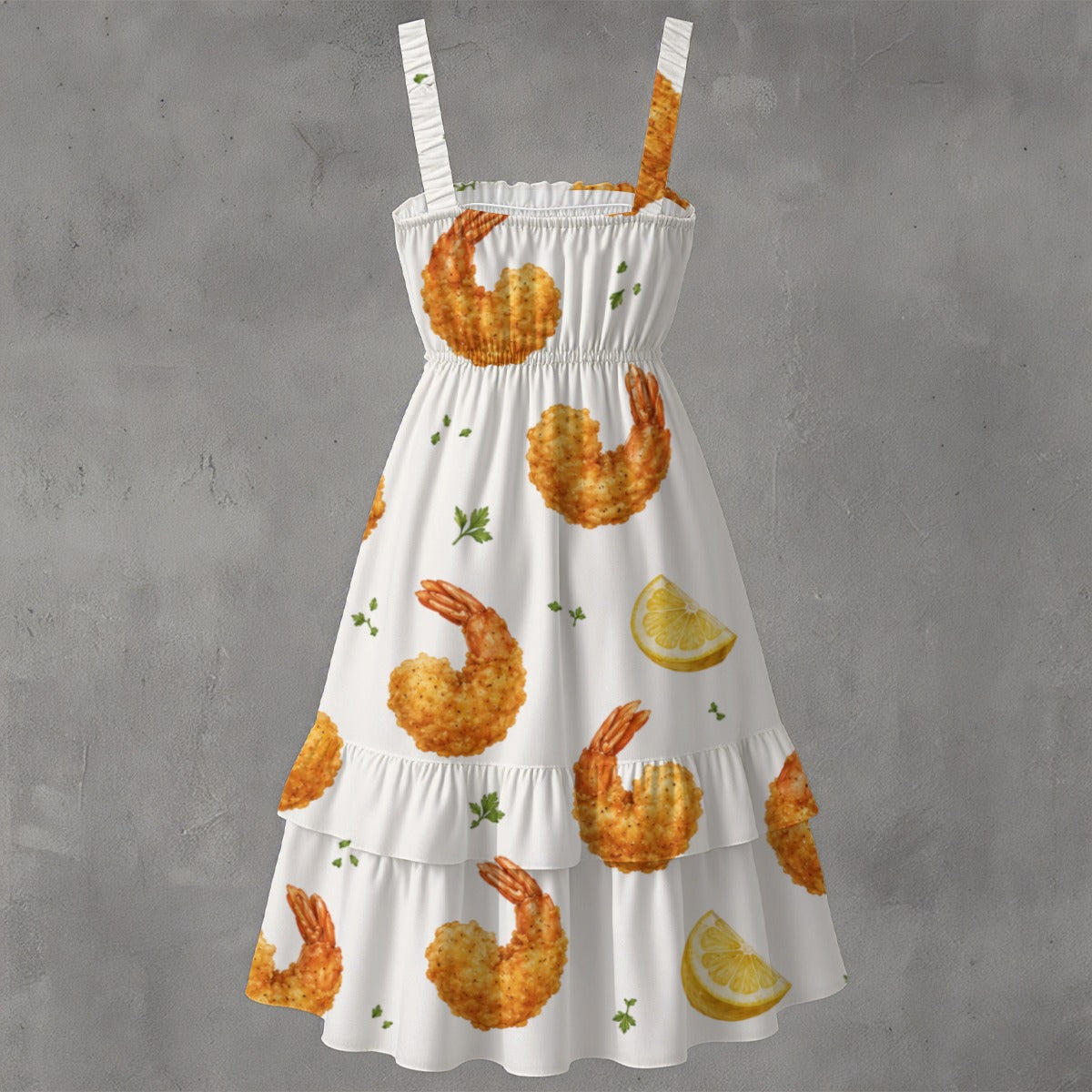 Fried Shrimp Ruffle Hem Dress