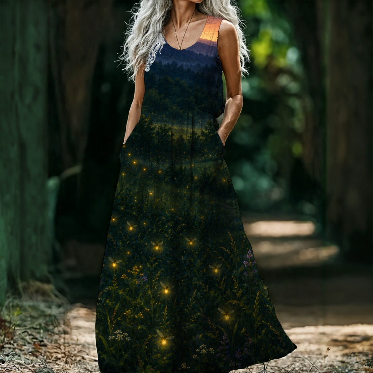 Lightning Bug Sleeveless Maxi Dress