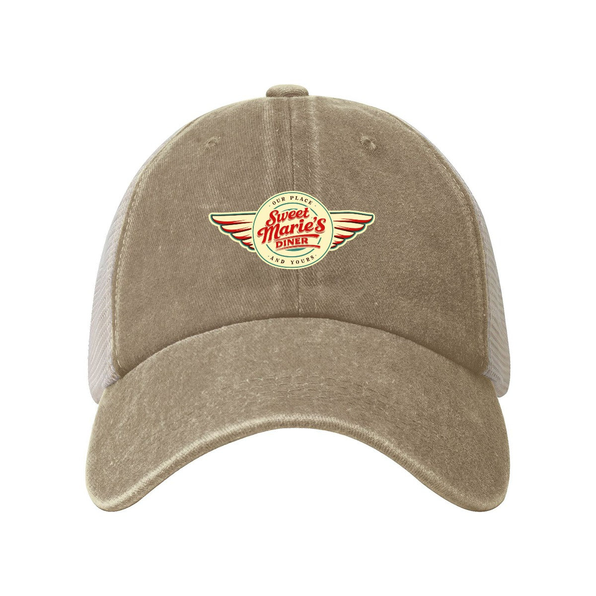 Vintage Washed Denim Mesh Cap Printed in USA