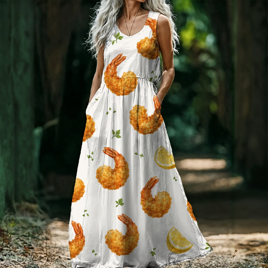 Fried Shrimp Sleeveless Maxi Dress