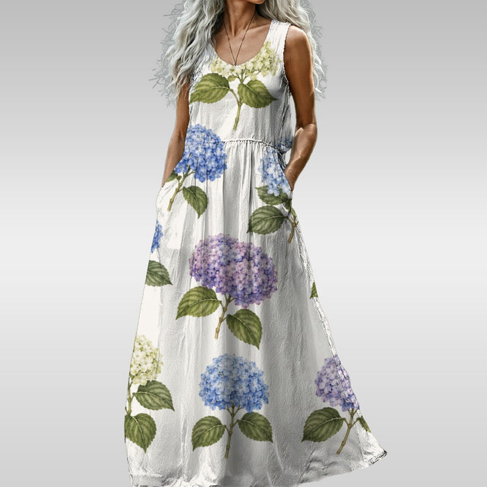 Hydrangea Sleeveless Maxi Dress
