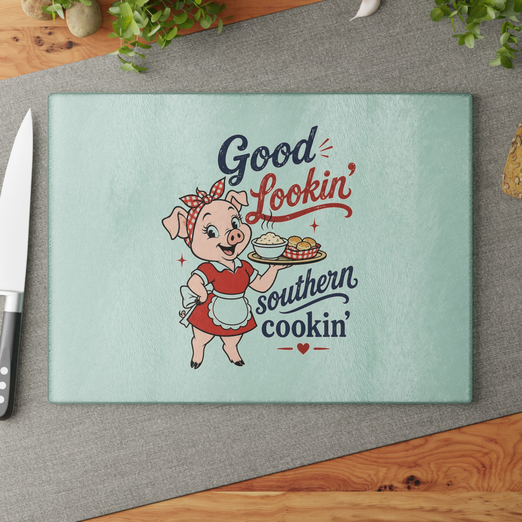 Good Lookin' Southern Cookin' - Glass Cutting Board