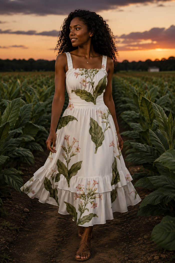 Brightleaf Blossom Ruffle Hem Dress
