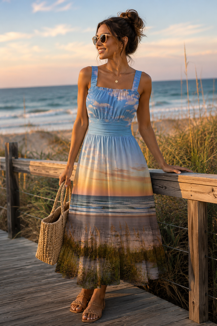Sweet on the Salt Ruffle Hem Dress