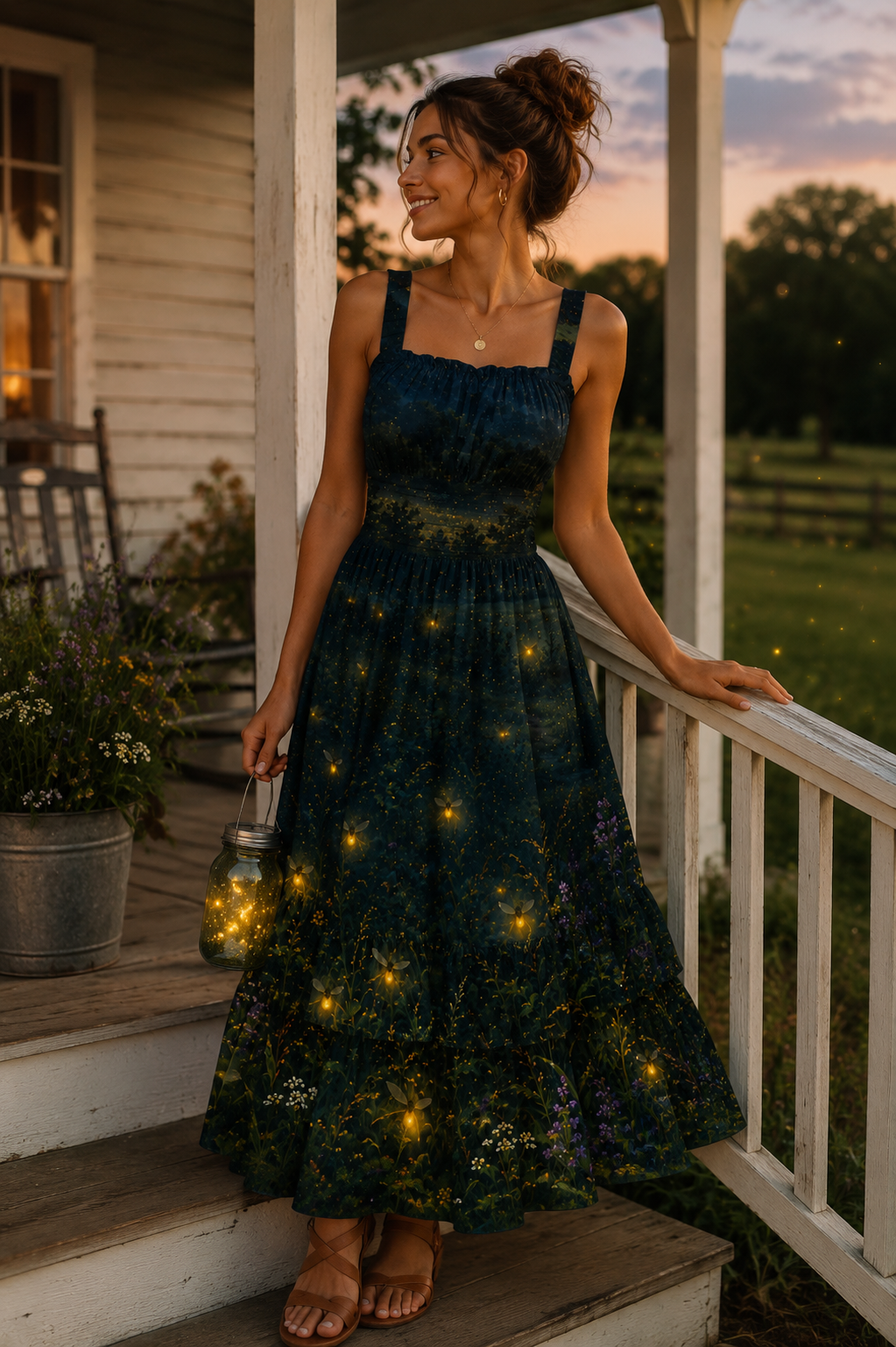 Lightning Bug Ruffle Hem Dress