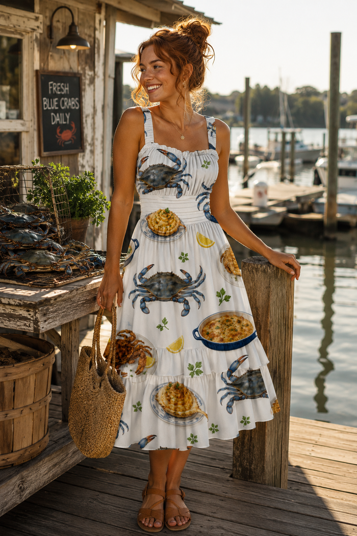 Blue Crab Special Ruffle Hem Dress