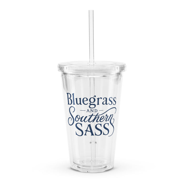 Blue Grass and Southern Sass - Clear Plastic Tumbler